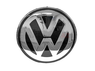 1C0853617AWV9 Genuine VW/AUDI Emblem; Hood, Chrome with Black Background and Chrome Trim Ring