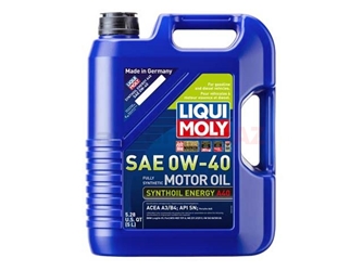 2050 Liqui Moly Synthoil Energy A40 Engine Oil; 0W-40 Full Synthetic; 5 Liter
