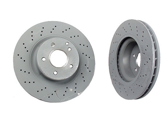 2204212512 Genuine Mercedes Disc Brake Rotor; Front; Vented 330x32mm; Cross-Drilled