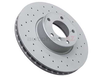 34111165859SP Zimmermann Sport Z X-Drilled Disc Brake Rotor; Front; Vented 324x30mm