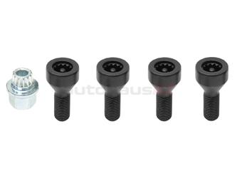 36136786419 Genuine BMW/Mini Wheel Lug Bolt; Wheel Lock Set, Black; 12mm Thread