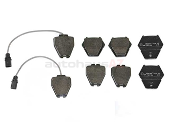 4B0698151S Pagid Brake Pad Set; Front with Sensors; 8 Pad Set - 2 with Sensors; D-SHAPE PLUG