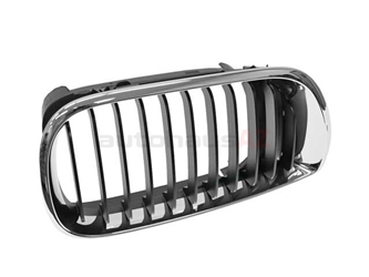 51137030546 Genuine BMW Grille; Right; Black with Chrome Trim