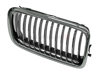 51138231596 Genuine BMW Grille; Right; Chrome Dipped Inner Fins.