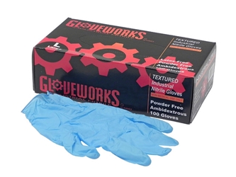 559870310 Gloveworks Disposable Gloves; Nitrile Glove - Box of 100; Size Large
