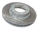 99335104510 OE Supplier Disc Brake Rotor; Front Left; Directional; Vented; Cross-Drilled