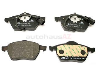 D600A ATE Brake Pad Set; Front with Sensor; OE Supplier Compound