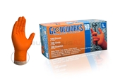 559870075 Gloveworks Disposable Gloves; Orange Nitrile Gloves - Large