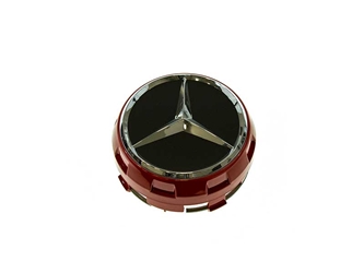 00040009003594 Genuine Mercedes Wheel Center Cap/Emblem; AMG 75mm; Red