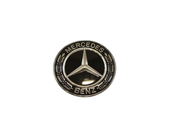 0008171701 Genuine Mercedes Hood Emblem; Black; Laurel Wreath Badge; 57mm