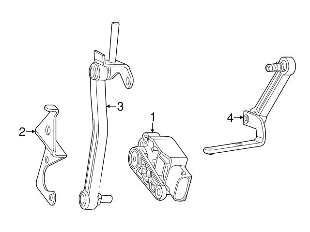 1663201032 Genuine Mercedes Headlight Level Sensor Strut Support; Rear Right