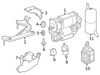 2113270430 Genuine Mercedes Air Suspension Compressor Insulator; Rear Forward Front