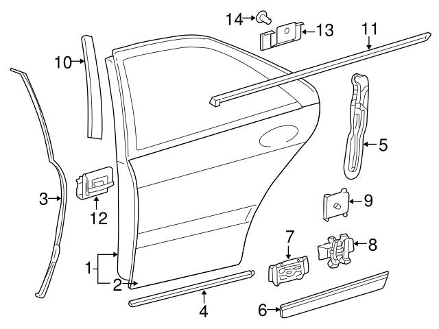 2206900580 Genuine Mercedes Door Belt Molding; Rear Left