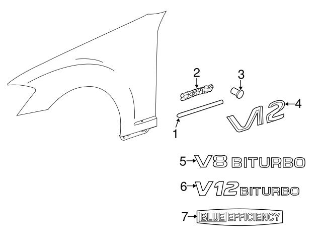 2218171715 Genuine Mercedes Fender Emblem; V8 BITURBO