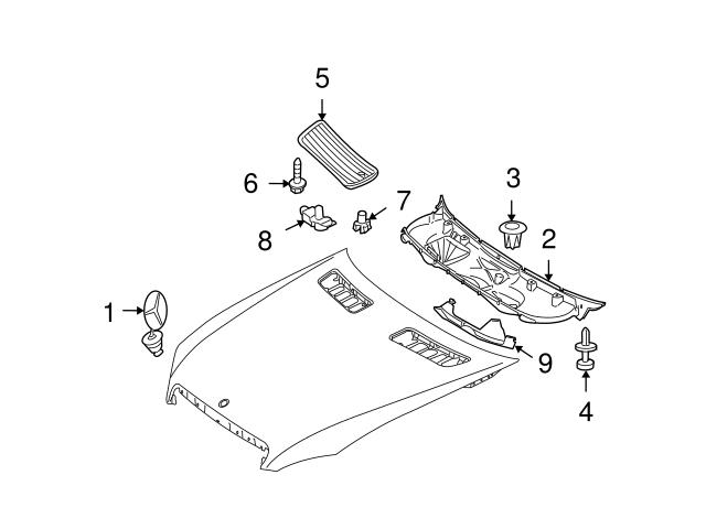 22188002059040 Genuine Mercedes Hood Vent; Front Right