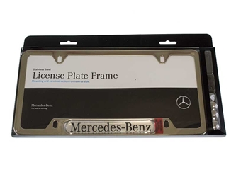 BQ6880086 Genuine Mercedes License Plate Frame; Polised Stainless Steel w/ Mercedes-Benz Logo