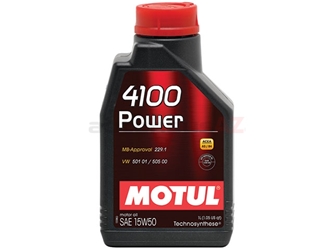 102773 Motul 4100 Power Engine Oil; 15W-50 Semi-Synthetic (1 Liter)