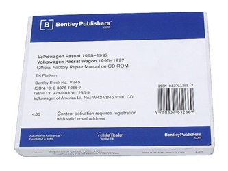 VW8053000 Robert Bentley Repair Manuals - DVD Rom Versions; 1995-1997 VW Passat; OE Factory Authorized DVD