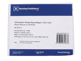 VW8054005 Robert Bentley Repair Manuals - DVD Rom Versions; 1998-2005 Passat; OE Factory Authorized; eBahn 3.0