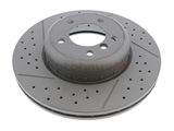 34116786392 Zimmermann Formula F Disc Brake Rotor; Front Cross- Drilled and Slotted (338 X 26 mm)