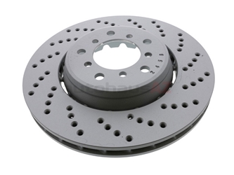 34112282802 Zimmermann Formula Z Disc Brake Rotor; Front Right, Directional; Cross-Drilled, 325x28mm